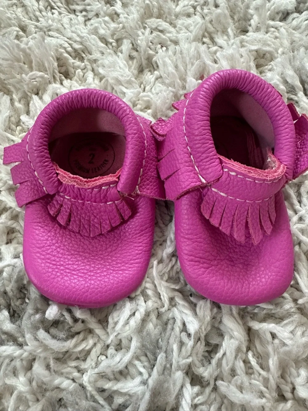 Freshly Picked Baby Classic Moccasins in Bright Pink